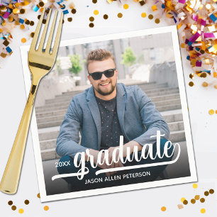 Serviette En Papier Photo Bold Graduate Script Graduate Party