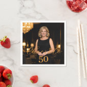 Serviette En Papier Photo cheers elegant script gold birthday (En situation)