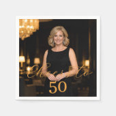 Serviette En Papier Photo cheers elegant script gold birthday (Devant)