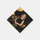 Serviette En Papier Photo cheers elegant script gold birthday (Coin)