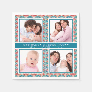 Serviette En Papier Photo Collage avec Fan Pattern Decorative