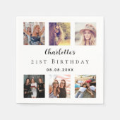 Serviette En Papier Photo collage blanc fête d'anniversaire (Devant)