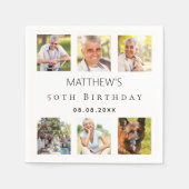 Serviette En Papier Photo collage blanc fête d'anniversaire (Devant)