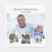 Serviette En Papier Photo collage blanc fête d'anniversaire (Devant)