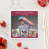 Serviette En Papier Photo collage bordeaux fête d'anniversaire (En situation)