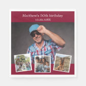 Serviette En Papier Photo collage bordeaux fête d'anniversaire (Devant)