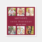 Serviette En Papier Photo collage bordeaux fête d'anniversaire (Devant)