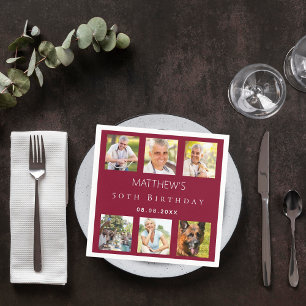 Serviette En Papier Photo collage bordeaux fête d'anniversaire