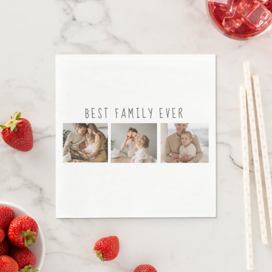Serviette En Papier Photo Collage Moderne & Meilleure Famille Jamais M (En situation)