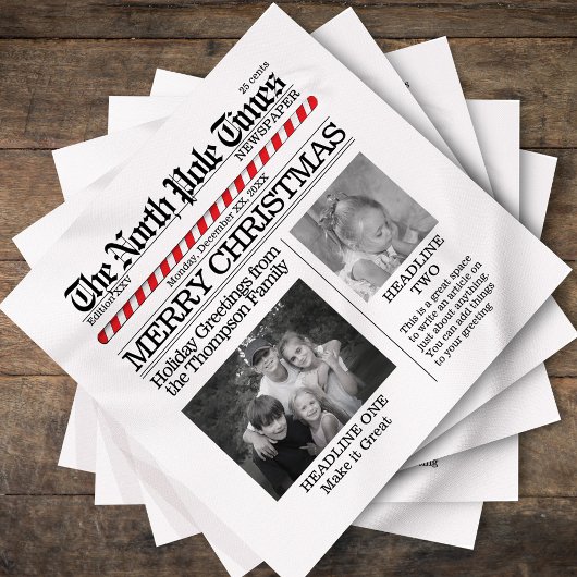 Serviette En Papier Photo Collage Père Noël Newspaper Christmas Funny