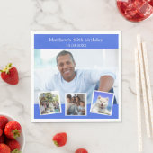 Serviette En Papier Photo collage royal bleu fête d'anniversaire (En situation)