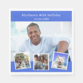 Serviette En Papier Photo collage royal bleu fête d'anniversaire (Devant)