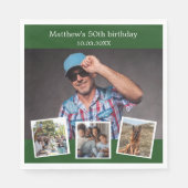 Serviette En Papier Photo collage vert émeraude fête d'anniversaire (Devant)