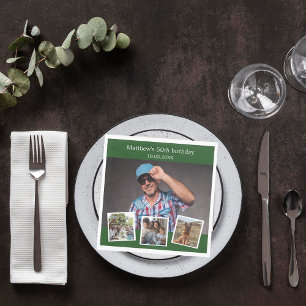 Serviette En Papier Photo collage vert émeraude fête d'anniversaire