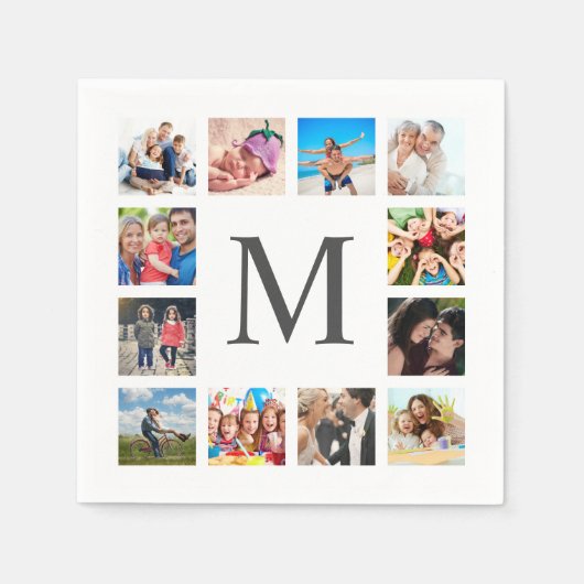 Serviette En Papier Photo Custom Family Collage Personnalité de White (Devant)