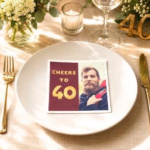 Serviette En Papier photo d'anniversaire 40 ans ballons bordeaux or ac