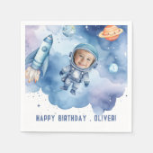 Serviette En Papier Photo d'anniversaire de l'astronaute spatial (Devant)