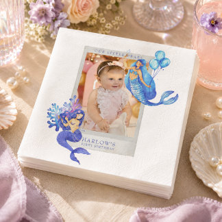 Serviette En Papier Photo d'anniversaire de première année de sirène
