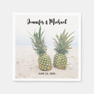 Serviette En Papier Photo de 2 ananas lors d'un mariage sur la plage