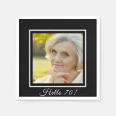 Serviette En Papier photo de 70e anniversaire noir blanc (Devant)