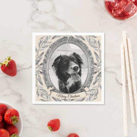 Serviette En Papier Photo de cadre en argent de vacances (En situation)