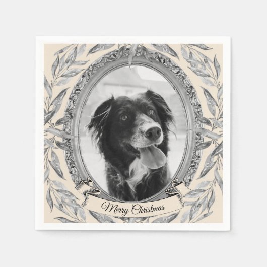 Serviette En Papier Photo de cadre en argent de vacances (Devant)