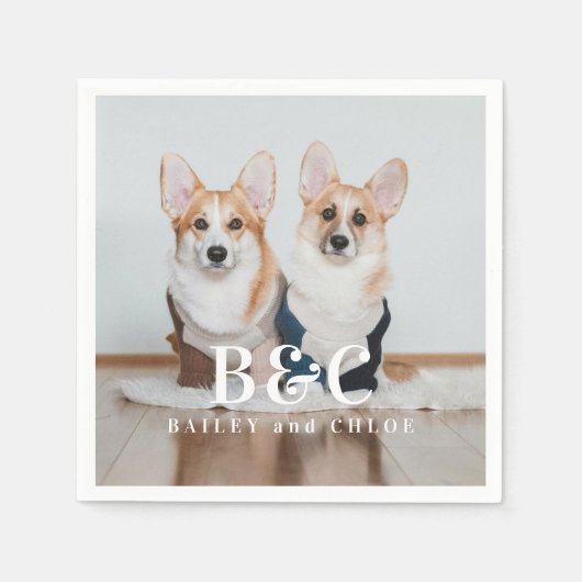Serviette En Papier Photo de chien de compagnie mignonne avec nom (Devant)