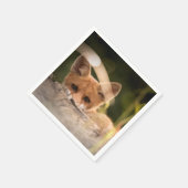 Serviette En Papier Photo de Cute Little Orange Fox (Coin)