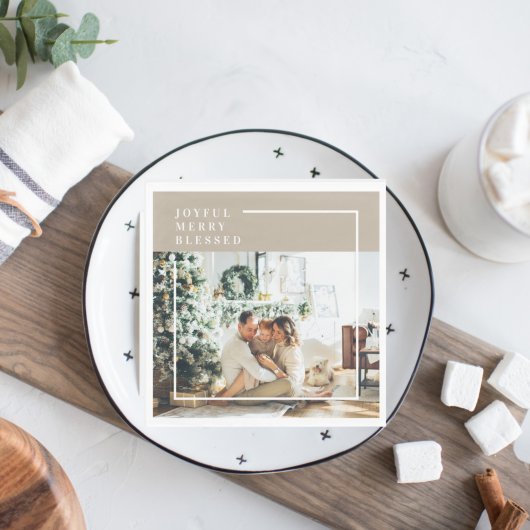 Serviette En Papier Photo de famille moderne | Joyeux Joyeux Joyeux Bé