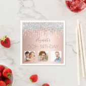 Serviette En Papier Photo de fête d'anniversaire rose or parties scint (En situation)