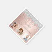 Serviette En Papier Photo de fête d'anniversaire rose or parties scint (Coin)