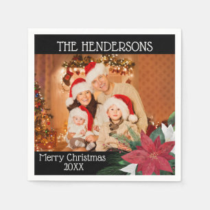 Serviette En Papier Photo de fête de Noël Poinsettia Napkins