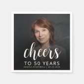 Serviette En Papier Photo de fête du 50e anniversaire Scripts blancs (Devant)
