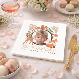 Serviette En Papier Photo de fille Animaux de la forêt Mignon 2ème Ann