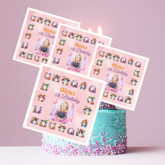 Serviette En Papier Photo de fille d'anniversaire Halloween avec un pe