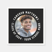 Serviette En Papier Photo de fin d'études moderne noir blanc (Devant)