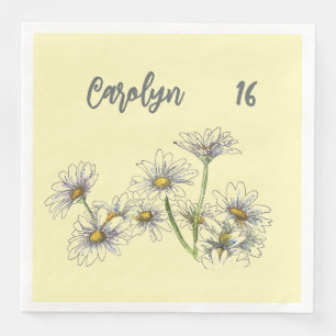 Serviette En Papier Photo de Marguerite Jaune Beurre & Fête d'annivers