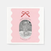 Serviette En Papier Photo de Noël de la Bow rouge à bascule rose moder (Devant)