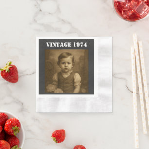 Serviette En Papier Photo d'enfance personnalisée & Année Vintage pers