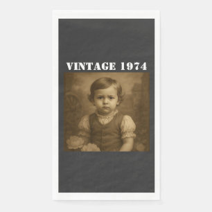 Serviette En Papier Photo d'enfance personnalisée et année vintage per