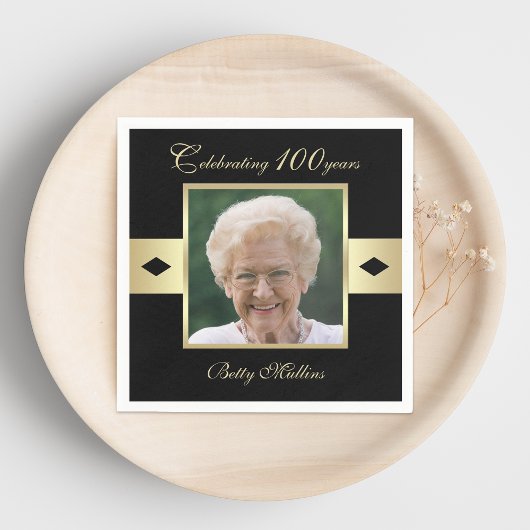 Serviette En Papier Photo du 100e anniversaire de la fête sur papier n