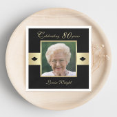 Serviette En Papier Photo du 80e anniversaire du parti sur papier noir