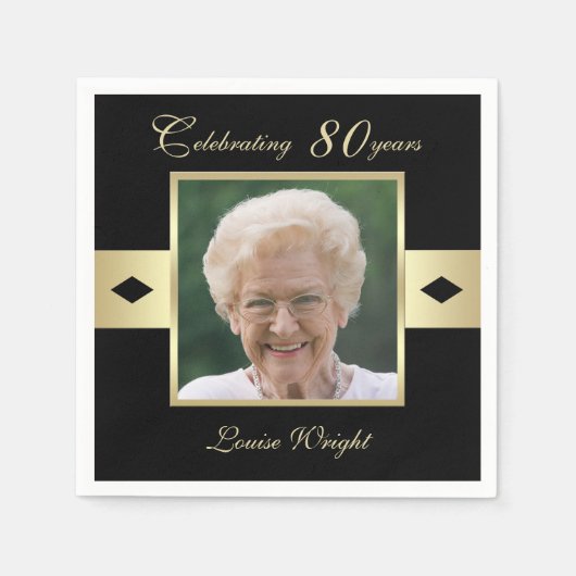 Serviette En Papier Photo du 80e anniversaire du parti sur papier noir (Devant)