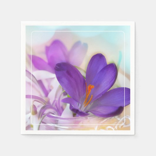 Serviette En Papier Photo d'un joli Crocus de printemps violet (Devant)