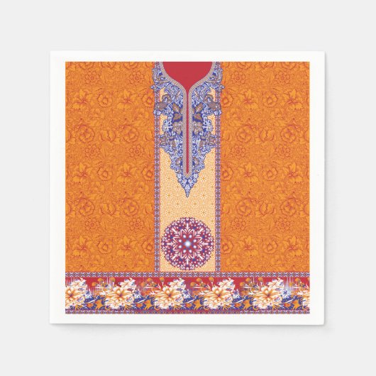 Serviette En Papier photo d'un motif orange et bleu (Devant)