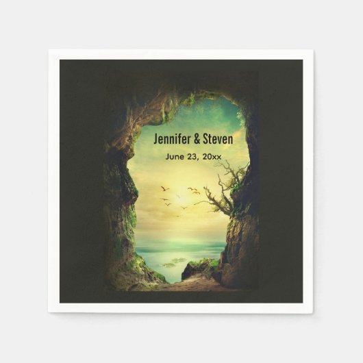 Serviette En Papier Photo d'une grotte surplombant un Mariage de la me (Devant)