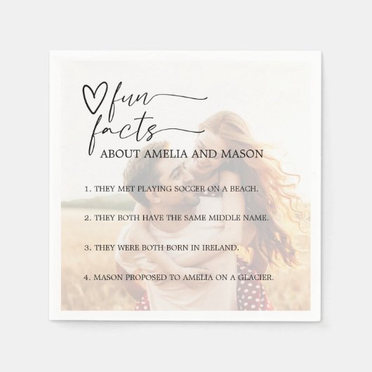 Serviette En Papier Photo Elegant Fun Facts Wedding (Devant)