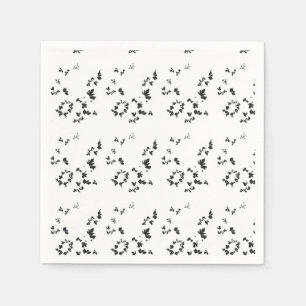 Serviette En Papier photo en noir et blanc de feuilles sur un dos blan