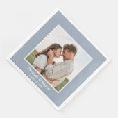 Serviette En Papier Photo Engagement Party Dusty Blue (Coin)