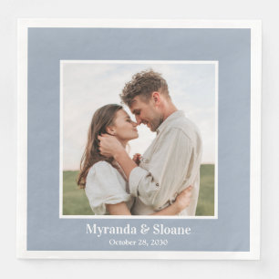 Serviette En Papier Photo Engagement Party Dusty Blue